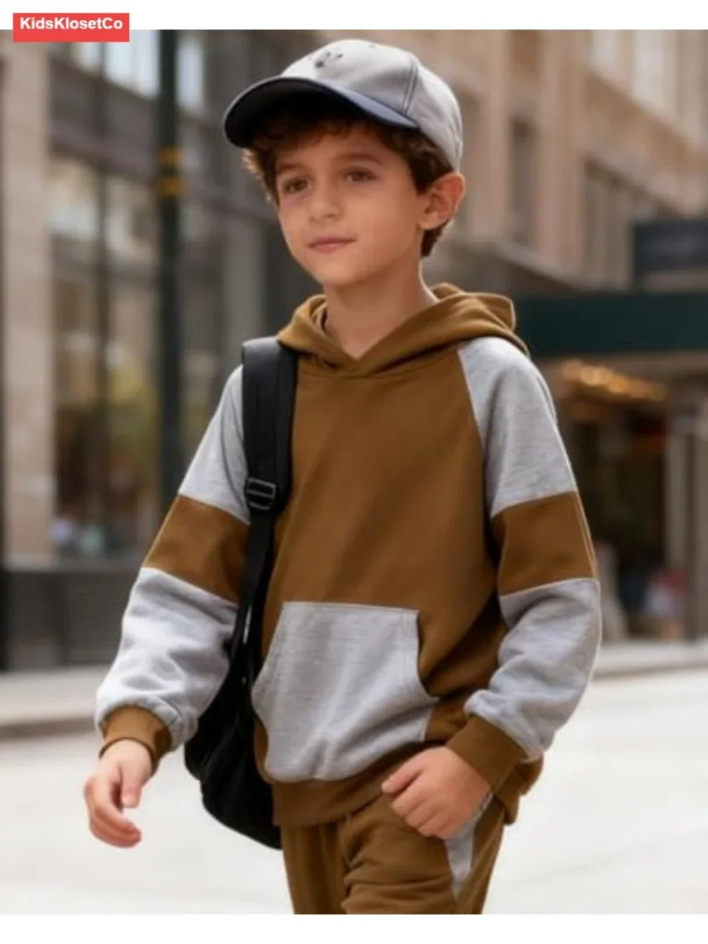 Boys Hooded Sweatshirt & Pants Outfit Set Cotton Blend Long Sleeve 2-Piece